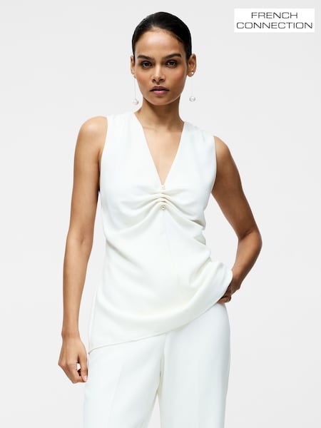 French Connection White Arlette Sleeveless V-Nack Top (F59029) | €144