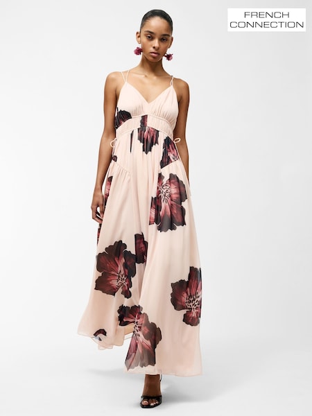 French Connection Pink Elyse Hallie Crinkle Maxi Dress (F59030) | 544 QAR