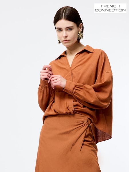 French Connection Brown Ariette Line Blends Tuck Shirt (F59035) | 3,905 UAH