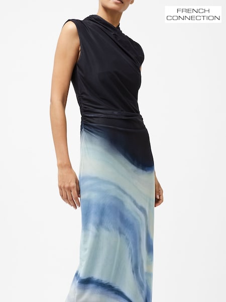 French Connection Blue Toni Wrap Neck Midi Dress (F59043) | €108