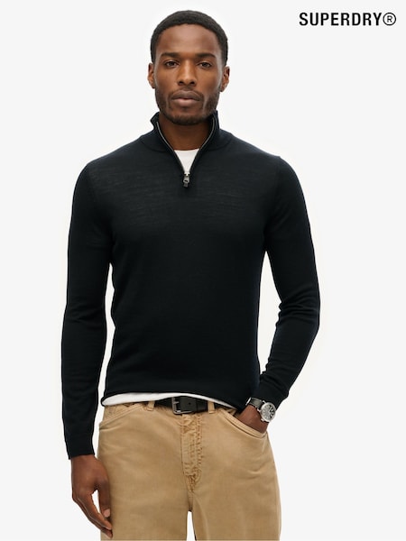 Чорний - Superdry Мериносовий напівзіп-стрибун (F59044) | 3 905 грн