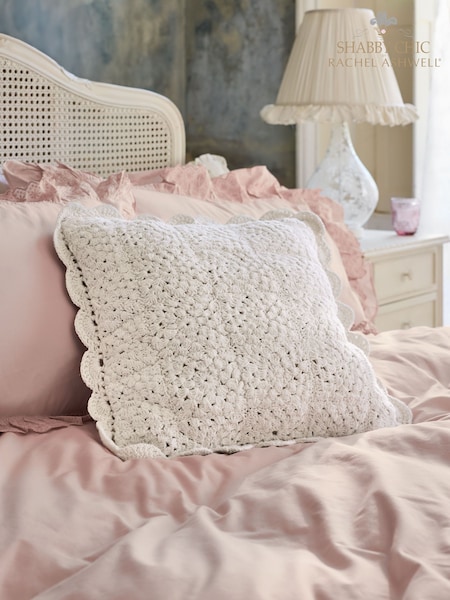 Shabby Chic by Rachel Ashwell® Natural Crochet Scallop Edge Cushion (F59067) | €31 - €34