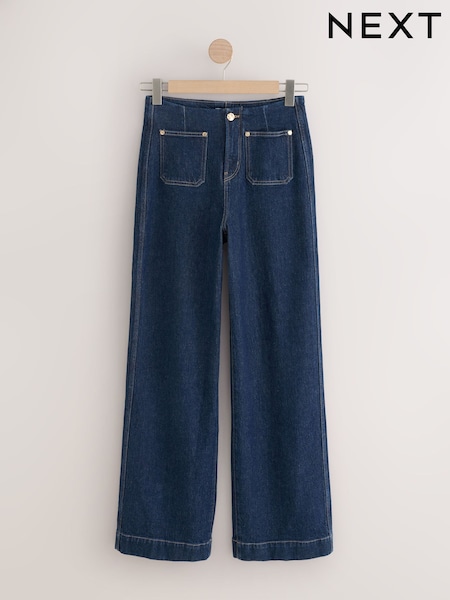 Azul lavado - Alto Rise Patch Pocket Comfort Stretch Wide Leg Jeans (F59069) | 56 €