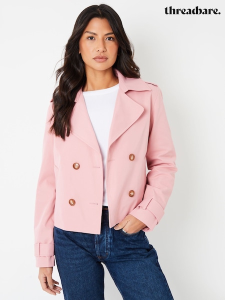 Rosa - Threadbare Double Breasted Cropped Trench Jacket (F59071) | kr950