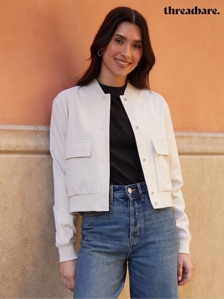 Threadbare Cream Cropped Bomber Jacket (F59094) | €74