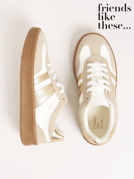 Friends Like These White Gold Lace-Up Retro Gumsole Sports Trainers (F59102) | 2,043 UAH