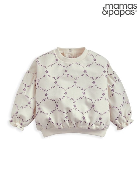 Mamas & Papas Cream Trellis Print Sweatshirt (F59113) | R$ 170