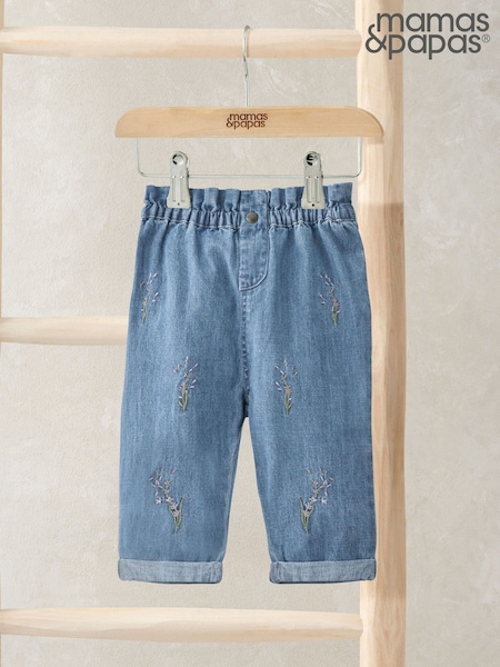 Mamas & Papas Blue Lavender Embroidered 100% Cotton Jeans (F59114) | R$ 215