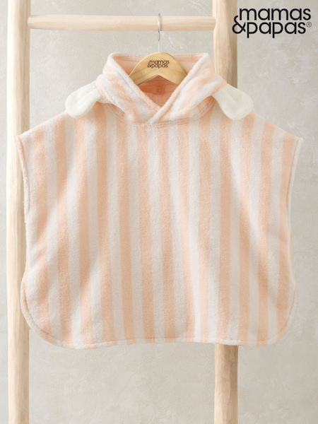 Mamas & Papas Pink Flower Petal Striped Towelling 100% Cotton Poncho (F59132) | €34