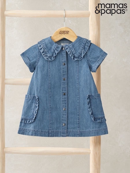 Mamas & Papas Blue 100% Cotton Denim Shirt Dress (F59135) | R$ 255