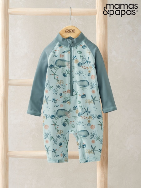 Mamas & Papas Blue Whale Print Long Sleeve Rashsuit (F59150) | ‏111‏₪