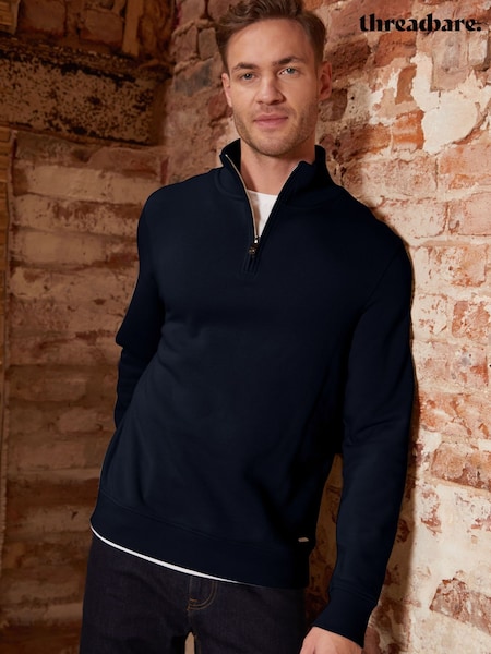 Threadbare Blue Mock T-Shirt Quarter Zip Sweatshirt (F59169) | R$ 300