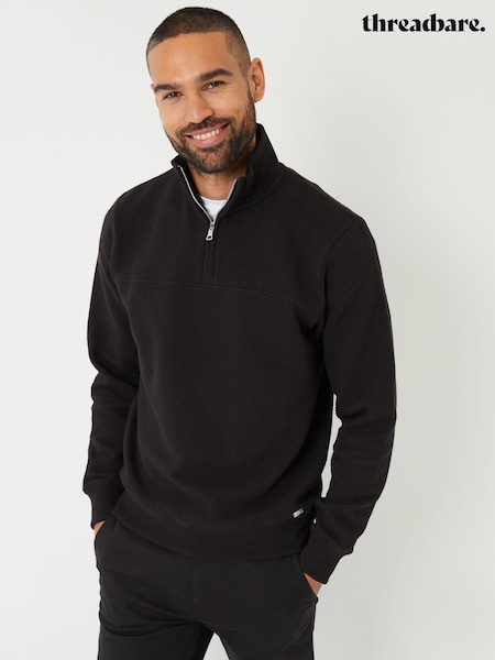 Threadbare Black Textured Quarter Zip Sweatshirt (F59170) | €37