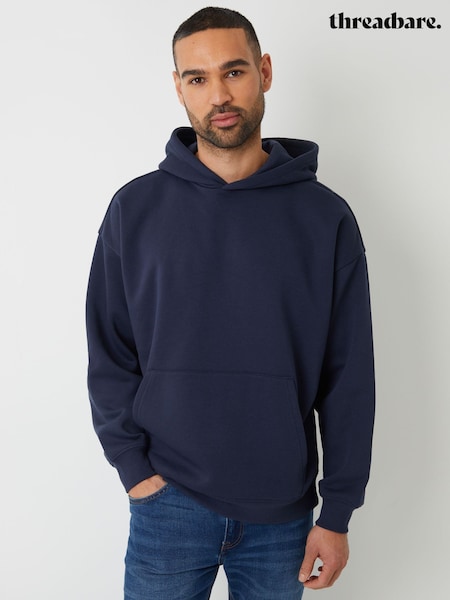Threadbare Navy Oversized Fit Pullover Hoodie (F59175) | €34