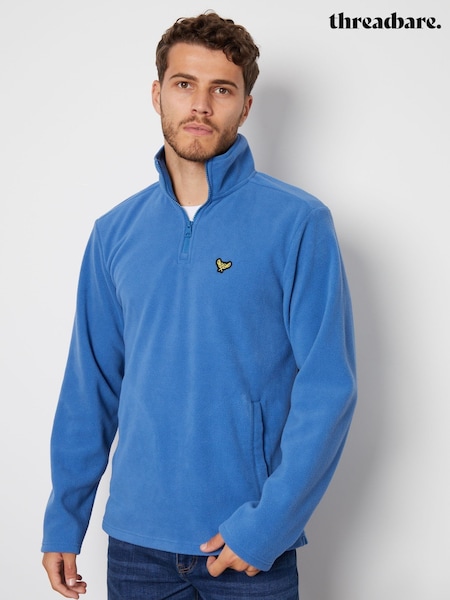 Sininen - Threadbare Quarter Zip Fleece Sweatshirt (F59183) | €32