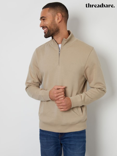Threadbare Natural Quarter Zip Neck Sweatshirt (F59190) | R$ 255