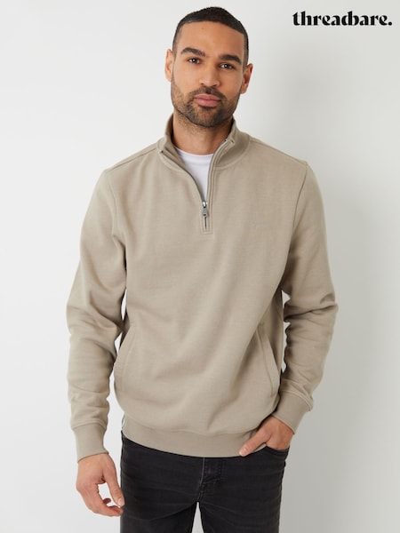 Cream - Threadbare Quarter Zip Neck Sweatshirt (F59196) | 164 LEI