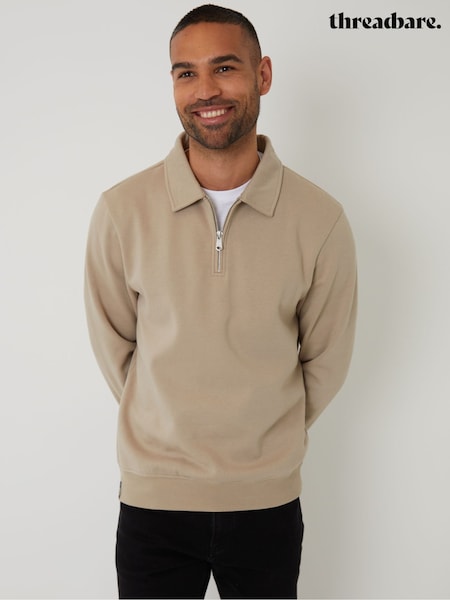 Threadbare Natural Quarter Zip Collared Sweatshirt (F59200) | R$ 255