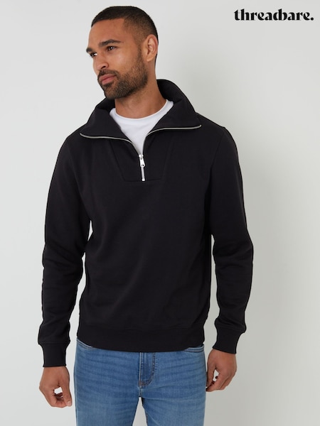 Threadbare Black Quarter Zip Funnel Neck Sweatshirt (F59204) | €35