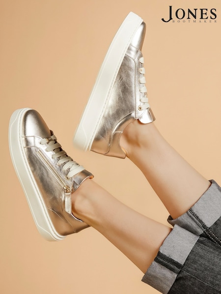 Серебряный - Jones Bootmaker Paulina Chunky Leather Trainers (F59227) | €118