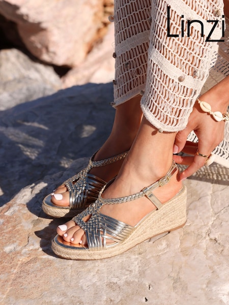 Linzi Gold Evolve Woven Wedge Sandals (F59228) | €44