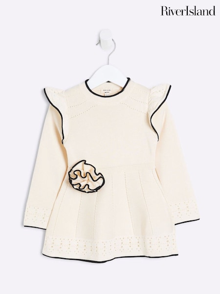 River Island Cream Girls Rose Flippy Dress (F59345) | €34