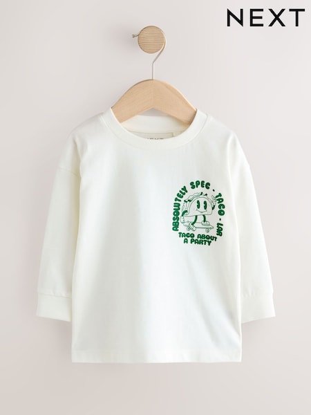 White/Green Taco - Long Sleeve Back Print T-Shirt (3mths-7yrs) (F59421) | ‏30 ر.ق. - ‏40 ر.ق.