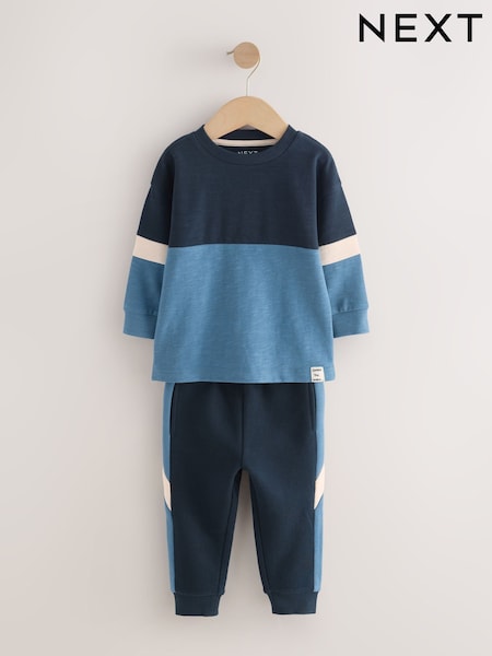 Blue/Navy Long Sleeve Soft Touch T-Shirt and Joggers Set (3mths-7yrs) (F59451) | AED81 - AED102