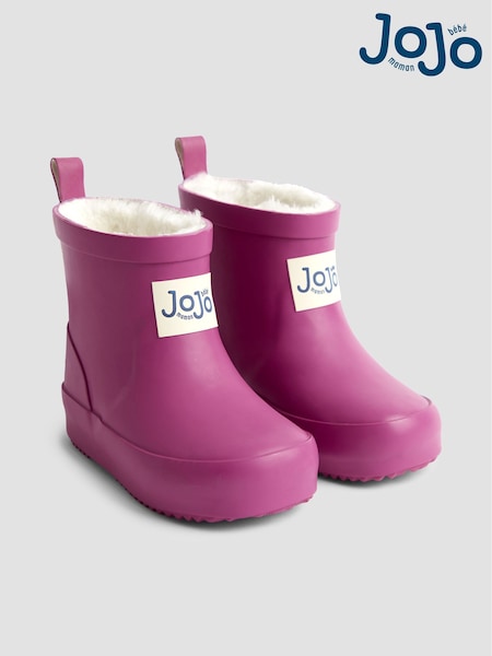 JoJo Maman Bébé Berry Short Cosy Lined Mouse Wellies (F59465) | AED143 - AED154