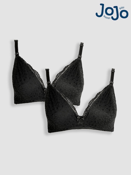 Jojo Maman Bébé Black 2 Pack Lace Bras (F59466) | €43