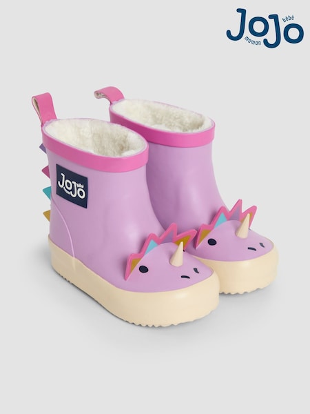 JoJo Maman Bébé Lilac Cosy Lined Dino Ankle Wellies (F59468) | AED143 - AED154
