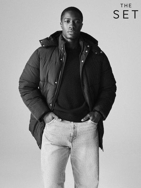 The Set Black Mid Length Padded Coat (F59480) | R$ 485