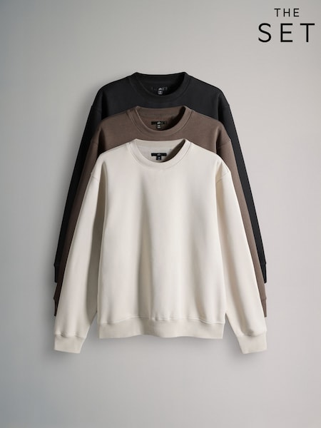 The Set Black/Brown 3 Pack 3 Pack Crew Neck Sweat Tops (F59501) | €52