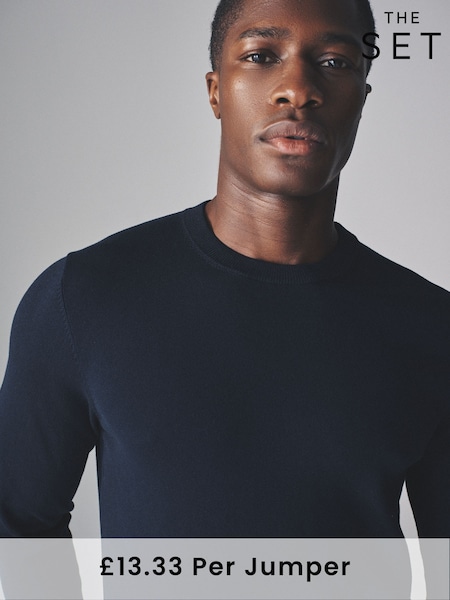 The Set Multi 3 Pack Long Sleeve Knitted Crew Jumpers (F59521) | €53
