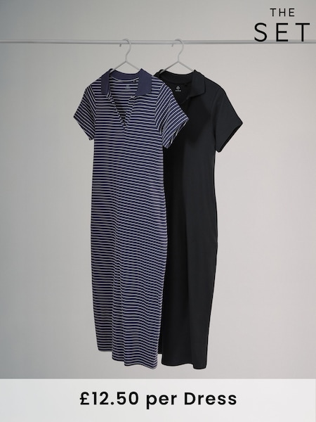 The Set 2 Pack Ribbed Collared Midi Dress (F59573) | 39 €