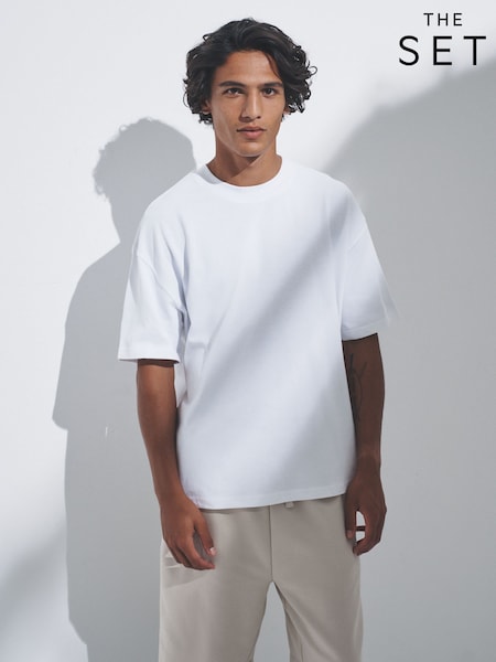 The Set Navy/Blue/Brown/White Oversized Fit 4 Pack Short Sleeve Cotton T-Shirts (F59578) | €42
