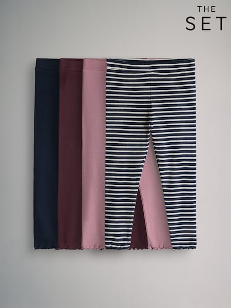 The Set Blue/Pink 4 Pack Ribbed Leggings (F59660) | €18.50 - €24