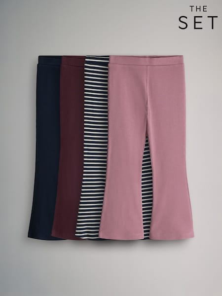 أزرق/وردي - The Set 4 Pack Flared Ribbed Leggings (F59662) | ‏99 د.إ.‏ - ‏ 134‏ د.إ.
