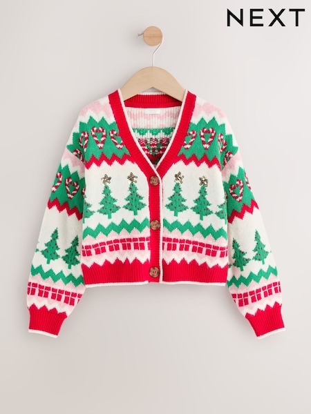 Red Christmas Tree Cardigan (3-16yrs) (F59679) | AED107 - AED132