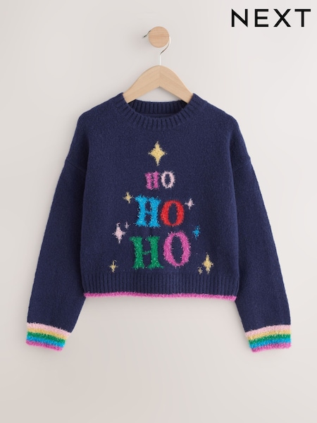 Navy Christmas Ho Ho Ho Jumper (3-16yrs) (F59682) | €25 - €32