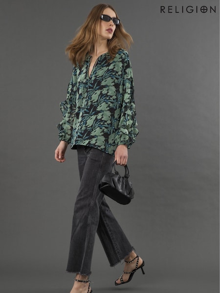 Religion Green Solstice Frill Blouse (F59687) | €89