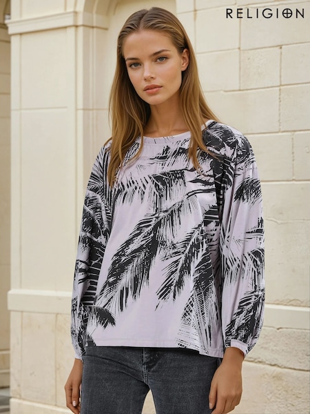 Religion Black Oversized Epidote Batwing Top With Hand Embellishment (F59694) | $98