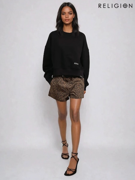 Religion Maeva 100% Cotton Shorts In Mixed Leopard Print (F59703) | ‏292‏₪