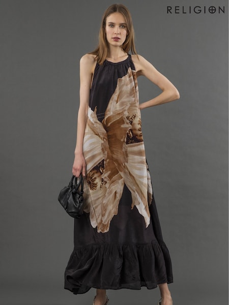 Religion Twist Maxi Dress In Large Floral Print (F59707) | €172