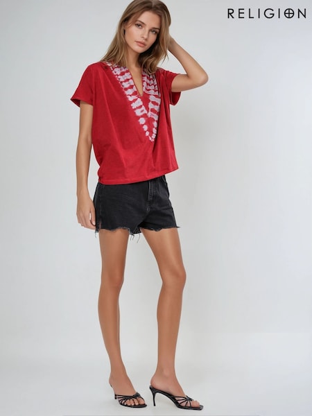 Religion Red Forever Top With Tie Dye 100% Cotton T-Shirt (F59735) | €60