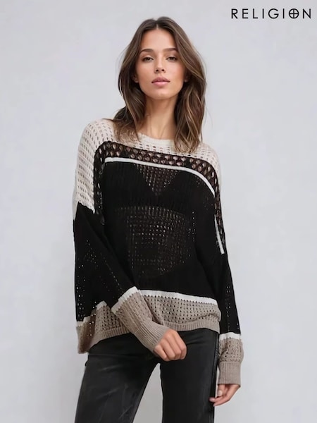 Religion Cream Ultimate Stripe Textured Jumper (F59745) | kr857