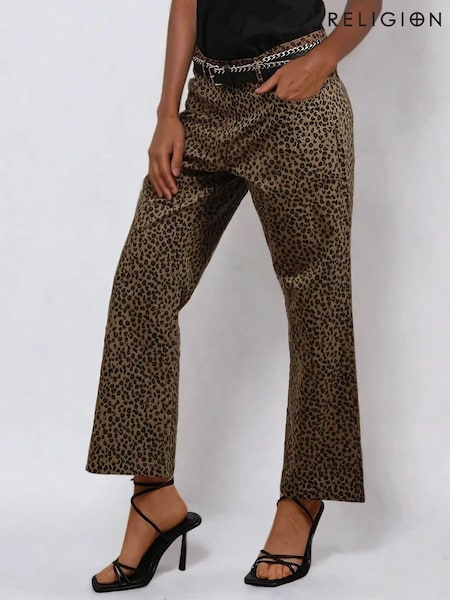 Religion Maeva Leopard Prnt 100% Cotton Trousers (F59747) | €123