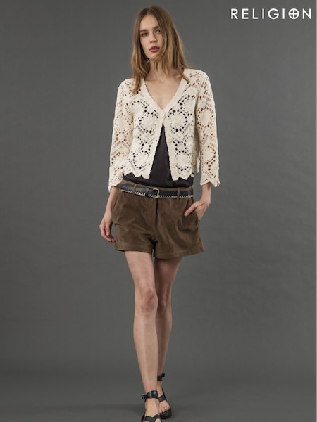 Religion Brown Galaxy Suede Shorts (F59760) | ₪327