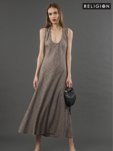 Maro - Religion Element Bias Cut Maxi Rochie tip furou In Lenjerie de pat Mix (F59771) | 670 LEI