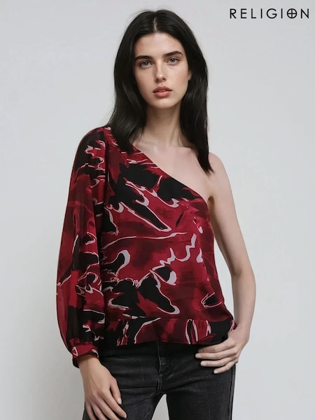 Religion Red Julia One Shoulder Top (F59772) | 247 QAR